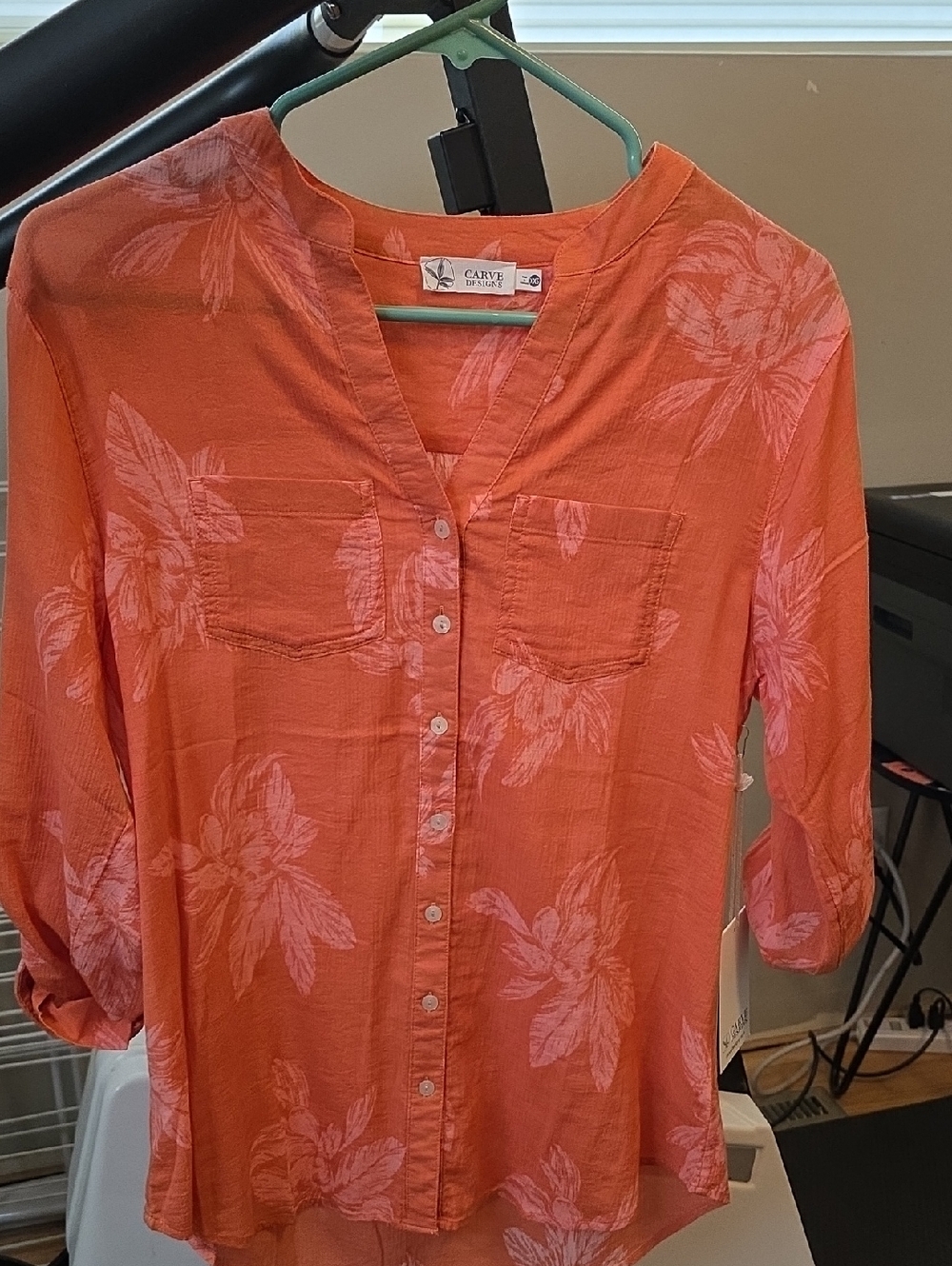 Carve Designs Coral Floral Button-Front Shirt